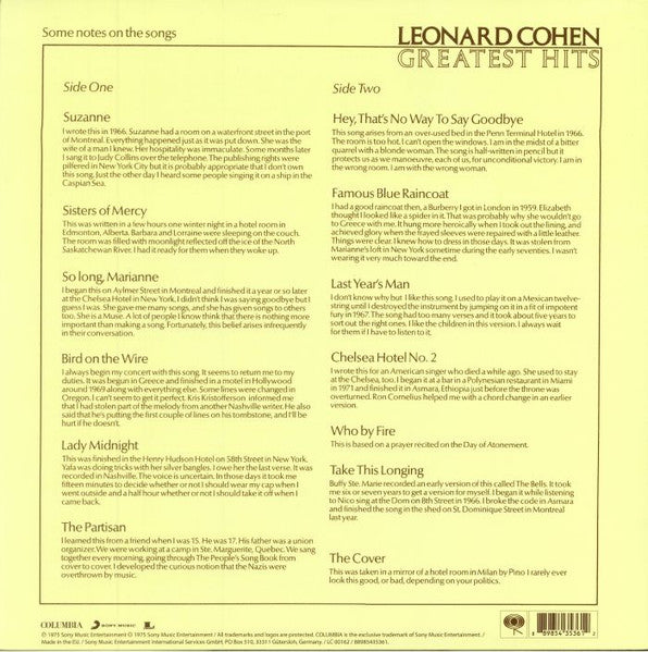 LEONARD COHEN : GREATEST HITS LP 180G