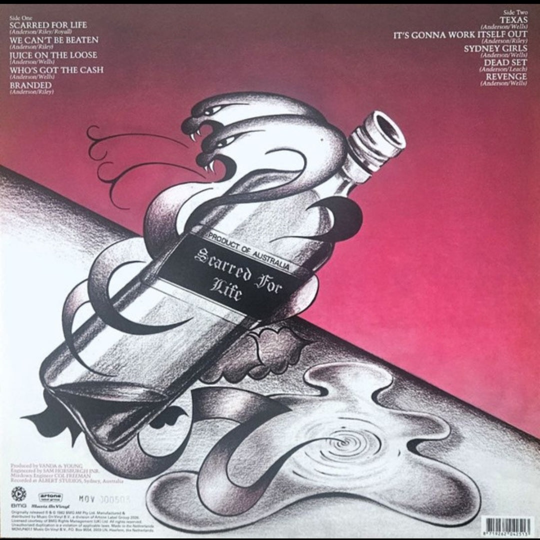 ROSE TATTOO : SCARRED FOR LIFE LTD NUMBERED 50TH ANNIVERSARY LP 180G RED WHITE SWIRL VINYL