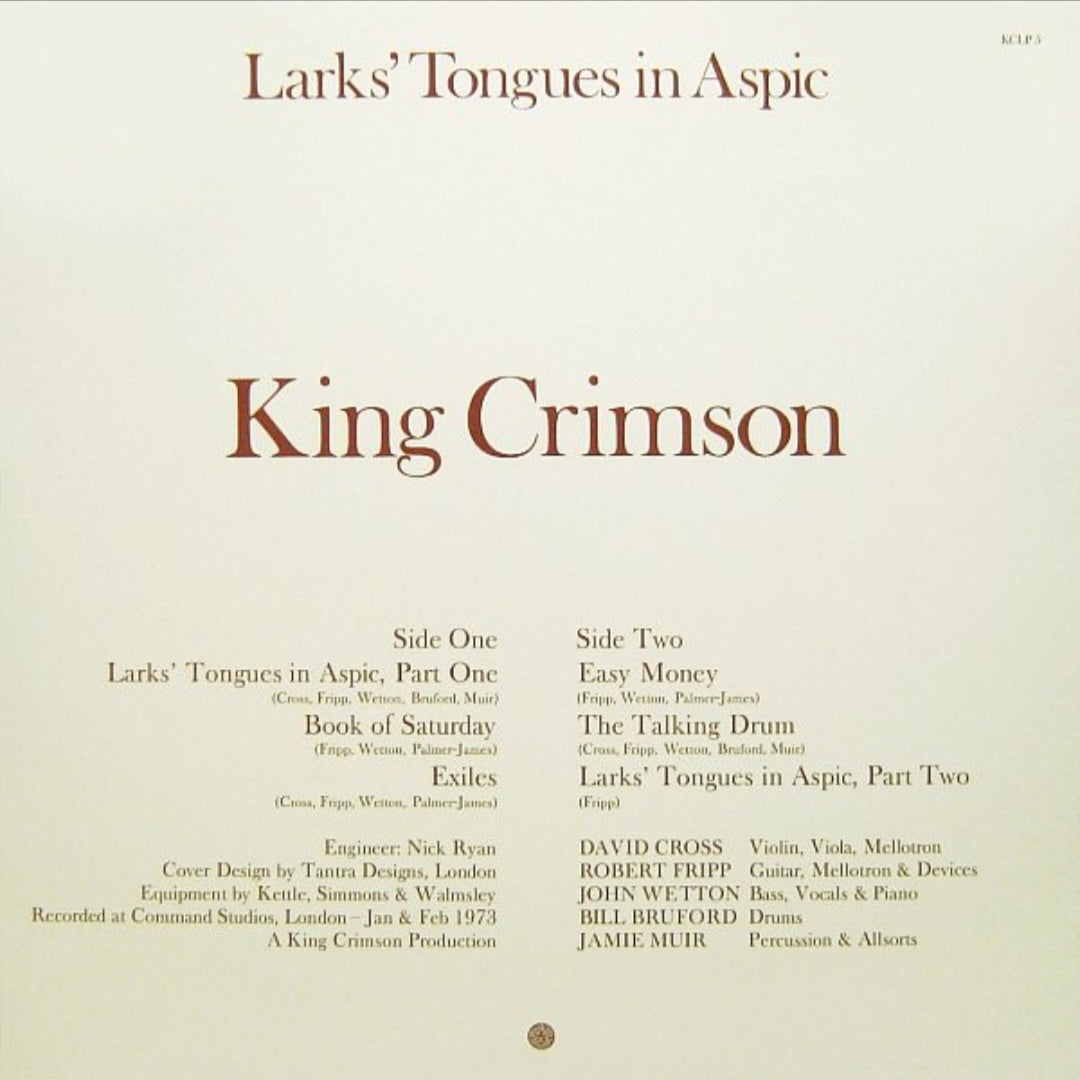 KING CRIMSON : LARKS TONGUES IN ASPIC LP 200G HEAVYWEIGHT VINYL