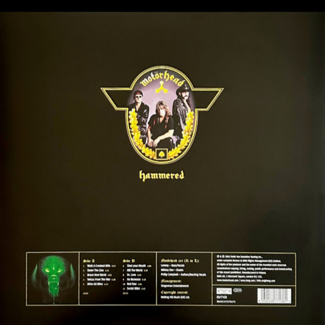 MOTORHEAD : HAMMERED LTD 20TH ANNIVERSARY LP 180G YELLOW BLACK SPLATTER VINYL