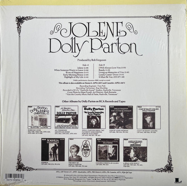 DOLLY PARTON : JOLENE LP 180G