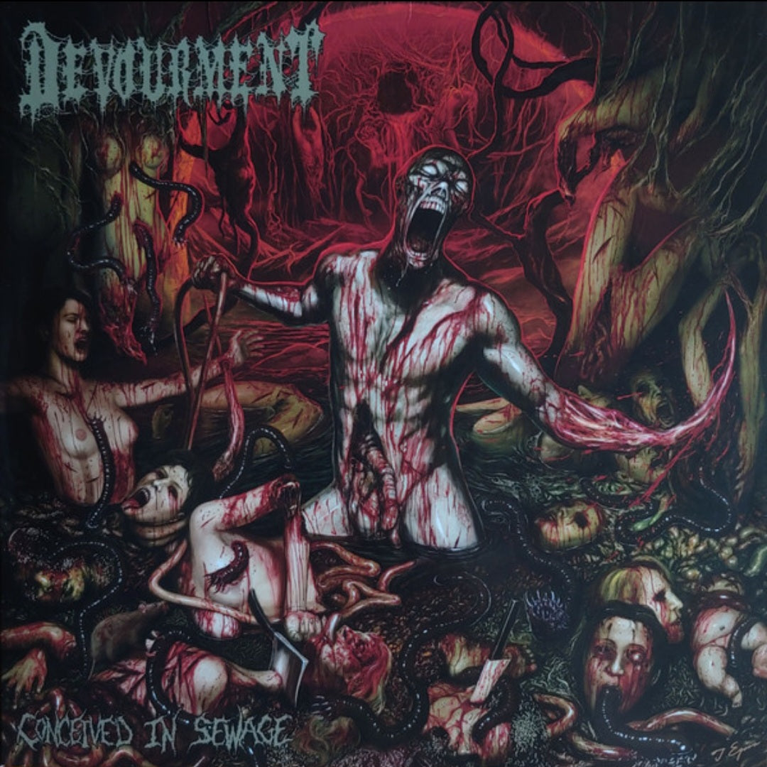 DEVOURMENT : CONCEIVED IN SEWAGE LTD LP 180G TRI COLOUR MERGE SPLATTER VINYL